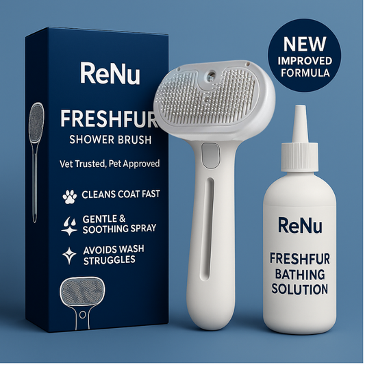 FreshFur Shower Brush + Bathing Solution